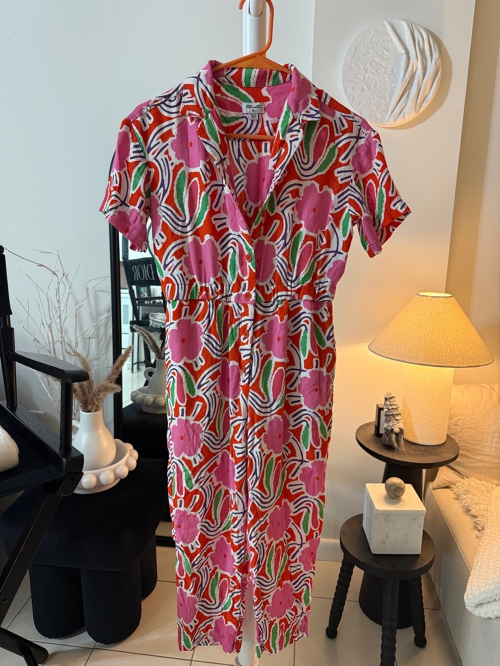 Diane Von Furstenberg‎ Pink Floral Button-Front Jumpsuit